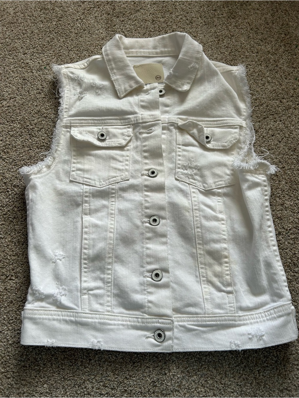 Adriano Goldschmied white denim cutoff vest S